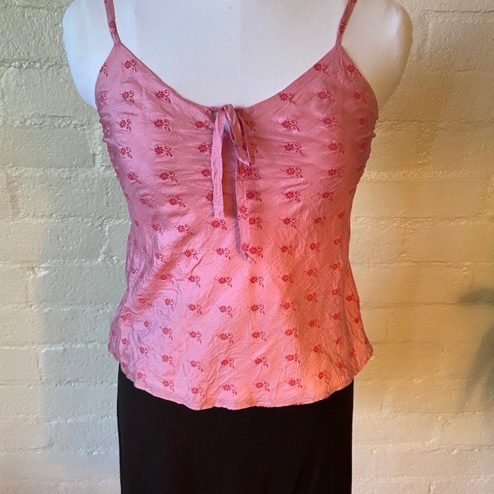 Silk embroidered camisole top